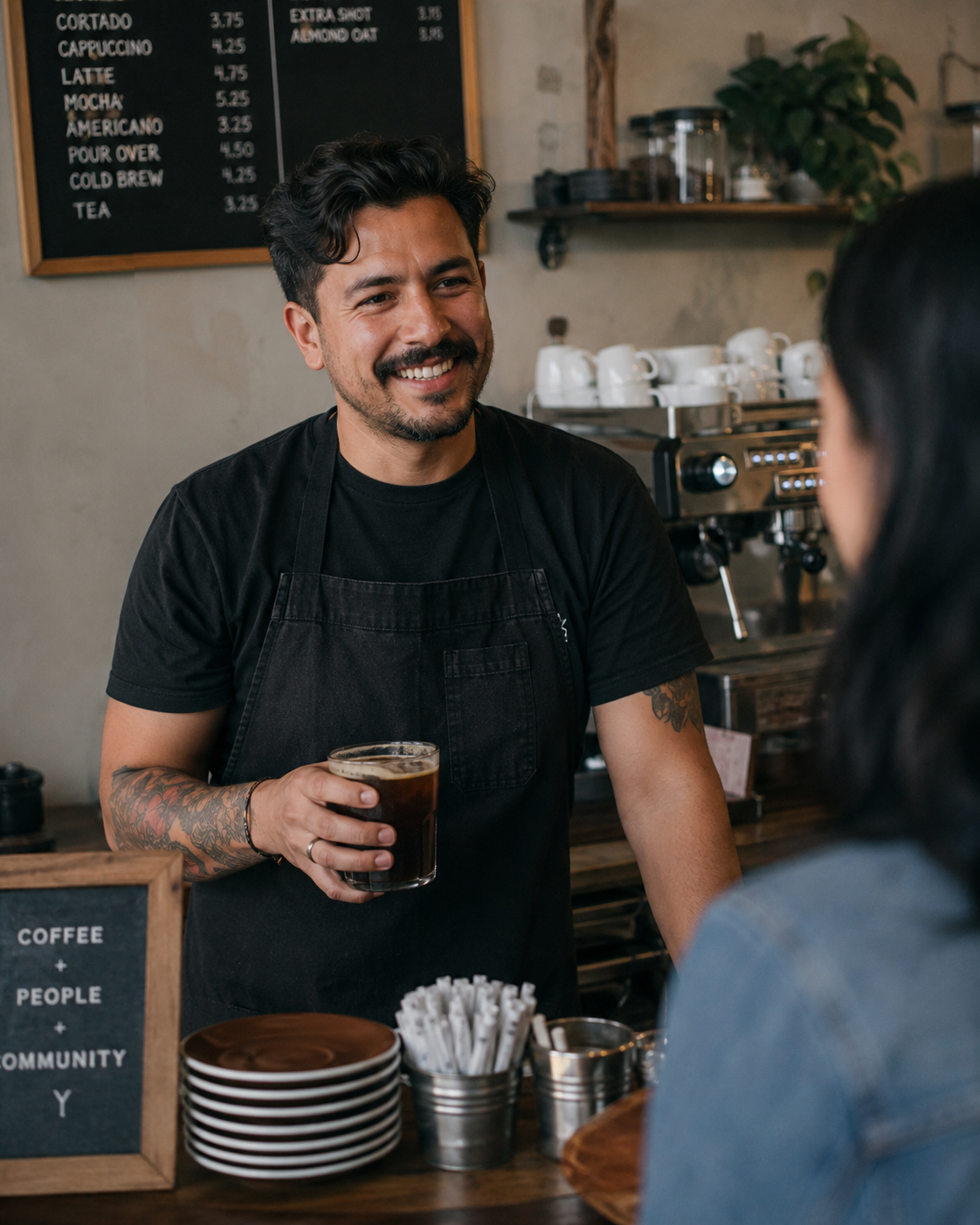 local café creator — illustrative