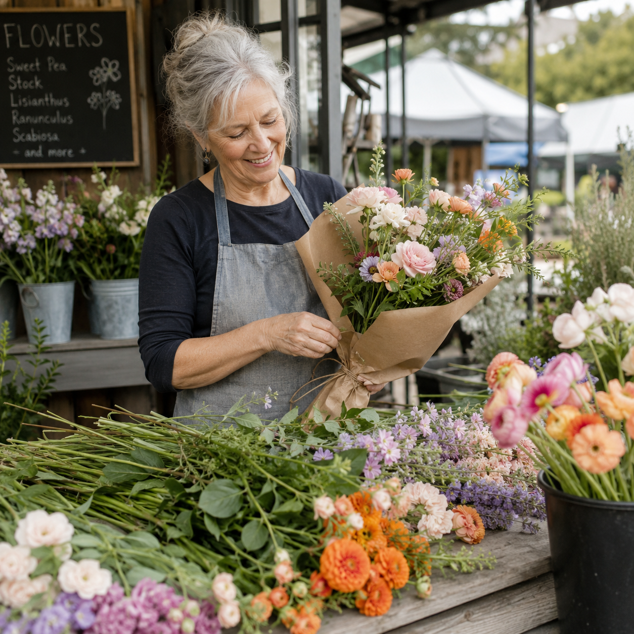 florals & markets creator — illustrative